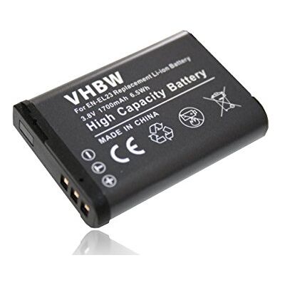 vhbw Batterie 1700 mAh (3,8 V) pour appareils photo Nikon CoolPix P600, S810, S810c remplace EN-EL23. vhbw Batterie 1700 mAh (3,8 V) pour appareils photo Nikon CoolPix P600, S810, S810c remplace EN-EL23.