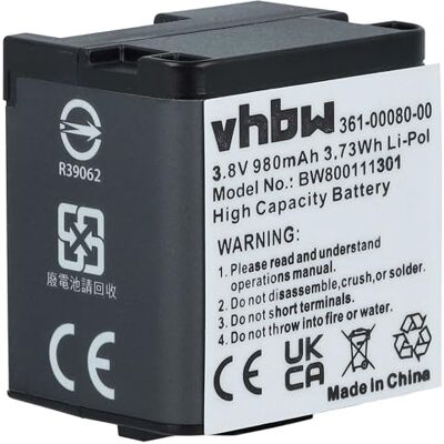 vhbw Batterie Compatible avec Garmin Virb X, X Compact, XE caméra vidéo caméscope (980mAh, 3,8V, Li-polymère) vhbw Batterie Compatible avec Garmin Virb X, X Compact, XE caméra vidéo caméscope (980mAh, 3,8V, Li-polymère)