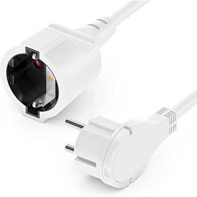 deleyCON 2m Câble D'alimentation Rallonge avec Fiche Plate Contact de Protection Électricité Câble Renouvellement 3680W Ménage Bureau Multimédia Blanc deleyCON 2m Câble D'alimentation Rallonge avec Fiche Plate Contact de Protection Électricité Câble Renouvellement 3680W Ménage Bureau Multimédia Blanc