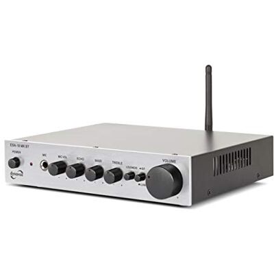 Dynavox ESA-18 MK BT Amplificateur stéréo compact à visser pour haut-parleurs, antenne BT intégrée et entrée micro Argenté Dynavox ESA-18 MK BT Amplificateur stéréo compact à visser pour haut-parleurs, antenne BT intégrée et entrée micro Argenté