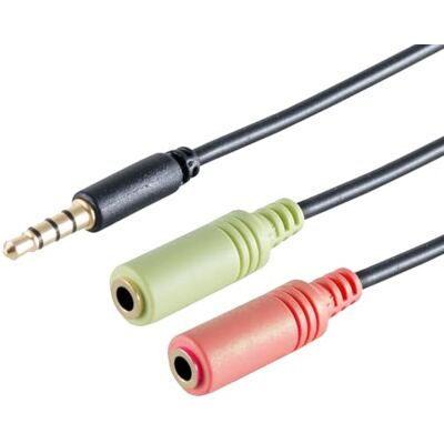 1aTTack.de 1 x 0,25 m – Adaptateur en Y pour casque audio et microphone, fiche TRRS 3,5 mm, CTIA, noir, 0,25 m – 2 prises jack 3,5 mm 1aTTack.de 1 x 0,25 m – Adaptateur en Y pour casque audio et microphone, fiche TRRS 3,5 mm, CTIA, noir, 0,25 m – 2 prises jack 3,5 mm