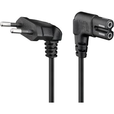 goobay 97344 Câble de raccordement Euro coudé des deux côtés ; 0,75 m, noir, fiche européenne (type C, CEE 7/16) > prise d'appareil C9 goobay 97344 Câble de raccordement Euro coudé des deux côtés ; 0,75 m, noir, fiche européenne (type C, CEE 7/16) > prise d'appareil C9
