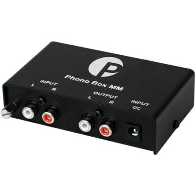 Pro-Ject Phono Box MM, préampli phono MM/MC haut rendement, noir Double mono, circuits intégrés à faible bruit, boîtier métallique, prises RCA plaquées or dur, moins de 1 W en veille Pro-Ject Phono Box MM, préampli phono MM/MC haut rendement, noir Double mono, circuits intégrés à faible bruit, boîtier métallique, prises RCA plaquées or dur, moins de 1 W en veille