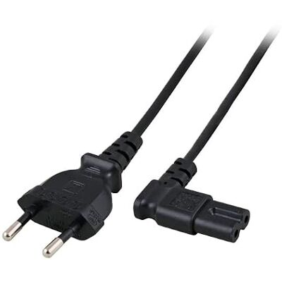 LINK LKC730A Câble d'alimentation avec fiche Italienne Bipolaire Prise 8 Form 90° Femelle C7, Noir, 3 m LINK LKC730A Câble d'alimentation avec fiche Italienne Bipolaire Prise 8 Form 90° Femelle C7, Noir, 3 m