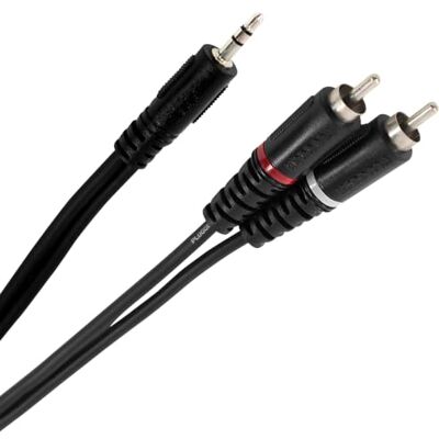 Plugger Câble Y mini Jack mâle stéréo/RCA mâle 3 m Noir Plugger Câble Y mini Jack mâle stéréo/RCA mâle 3 m Noir