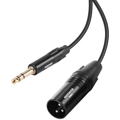 NEEWER Câble 3 ft TRS 6,35 mm vers XLR mâle, connecteur câble d'interconnexion du signal équilibré de 1/4 à XLR 3 broches pour micro amplificateur mélangeur haut-parleur amplifié accordeur guitare NEEWER Câble 3 ft TRS 6,35 mm vers XLR mâle, connecteur câble d'interconnexion du signal équilibré de 1/4 à XLR 3 broches pour micro amplificateur mélangeur haut-parleur amplifié accordeur guitare