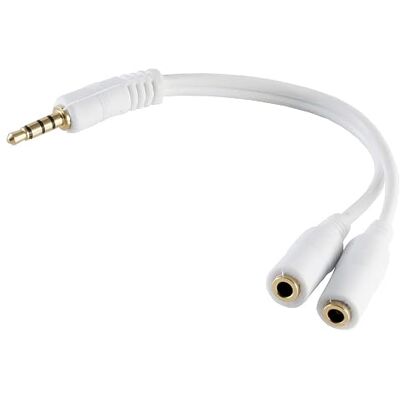 1aTTack.de 1 x 0,2 m – Adaptateur en Y blanc pour casque – Fiche TRRS 3,5 mm vers 2 x 4 broches, connecteurs plaqués or, CTIA 1aTTack.de 1 x 0,2 m – Adaptateur en Y blanc pour casque – Fiche TRRS 3,5 mm vers 2 x 4 broches, connecteurs plaqués or, CTIA