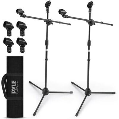 Pyle Support Microphone Réglable – Paire de Trépieds avec Perche, Adaptateur 5/8", Support Boom pour Scène Studio Enregistrement Podcast Pyle Support Microphone Réglable – Paire de Trépieds avec Perche, Adaptateur 5/8", Support Boom pour Scène Studio Enregistrement Podcast