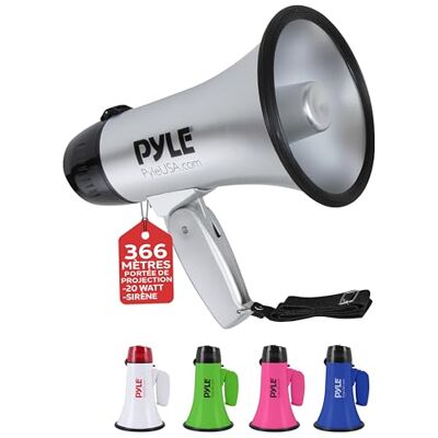 Pyle Haut-Parleur Mégaphone Portable avec Sirène Mégaphone Porte-Voix Compact et Fonctionnant sur Piles avec Puissance de 20 Watts, Microphone, 2 Modes, Sonorisation PA et Poignée Pliante Pyle Haut-Parleur Mégaphone Portable avec Sirène Mégaphone Porte-Voix Compact et Fonctionnant sur Piles avec Puissance de 20 Watts, Microphone, 2 Modes, Sonorisation PA et Poignée Pliante