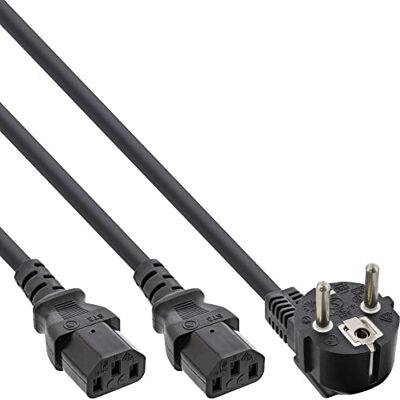InLine 16653 Câble réseau en Y, 1 fiche de contact de protection vers 2 fiches pour appareils à froid, 1,8 m InLine 16653 Câble réseau en Y, 1 fiche de contact de protection vers 2 fiches pour appareils à froid, 1,8 m