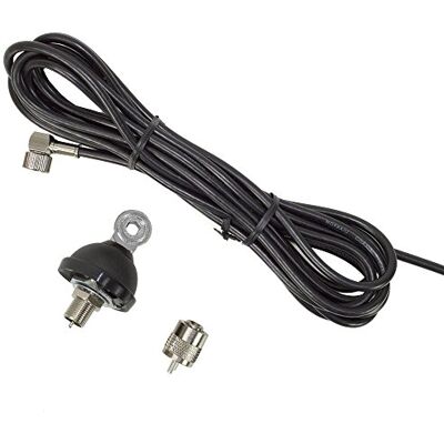 PNI Câble de connexion d'antenne CB FC27 4 m avec fiche PL259 et support de montage pour antenne CB avec vis papillon PNI Câble de connexion d'antenne CB FC27 4 m avec fiche PL259 et support de montage pour antenne CB avec vis papillon