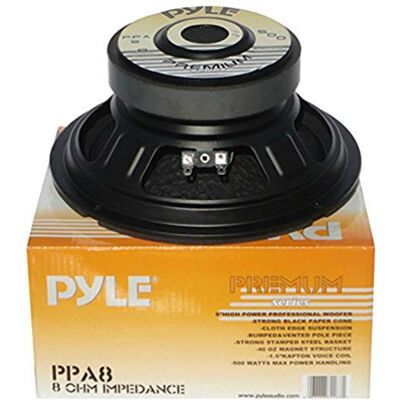 Pyle 1 WOOFER PPA8 Haut-Parleur Mid Bass 20,00 cm 200 mm 8" diametre 200 Watts rms 500 Watts Max impedance 8 ohms pour Disco Maison, 1 pièce Pyle 1 WOOFER PPA8 Haut-Parleur Mid Bass 20,00 cm 200 mm 8" diametre 200 Watts rms 500 Watts Max impedance 8 ohms pour Disco Maison, 1 pièce