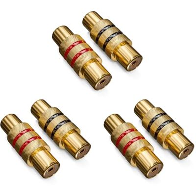deleyCON Lot de 6 Adaptateurs RCA Cinch 3x Noir + 3x Rouge Audio Vidéo Femelle à Femelle Connecteur deleyCON Lot de 6 Adaptateurs RCA Cinch 3x Noir + 3x Rouge Audio Vidéo Femelle à Femelle Connecteur