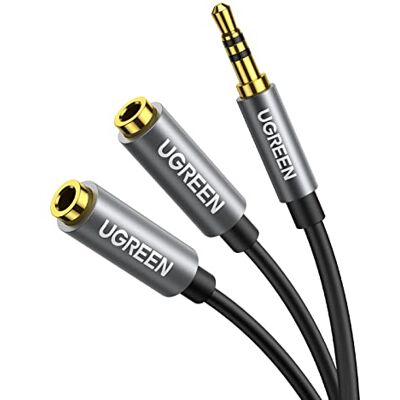 UGREEN Splitter Audio Jack 3.5mm Mâle vers Double Jack Femelle Adaptateur Casque Écouteur Câble Stéréo Compatible avec PC Téléphone Tablette iPod PS4 MP3 MP4 Écouteurs Enceinte 20CM UGREEN Splitter Audio Jack 3.5mm Mâle vers Double Jack Femelle Adaptateur Casque Écouteur Câble Stéréo Compatible avec PC Téléphone Tablette iPod PS4 MP3 MP4 Écouteurs Enceinte 20CM
