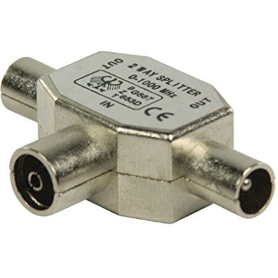 Valueline Répartiteur coaxial en T à connecteur coaxial Femelle vers 2X coaxiaux mâles métallique Valueline Répartiteur coaxial en T à connecteur coaxial Femelle vers 2X coaxiaux mâles métallique