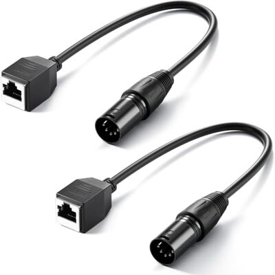 NEEWER NC006 Lot de 2 câbles DMX XLR mâle vers RJ45 femelle, 2 adaptateurs RJ45 vers XLR 5 broches, connecteur XLR uniquement, baguette lumineuse TL60 RVB et contrôleur d'éclairage console DMX512, 35 NEEWER NC006 Lot de 2 câbles DMX XLR mâle vers RJ45 femelle, 2 adaptateurs RJ45 vers XLR 5 broches, connecteur XLR uniquement, baguette lumineuse TL60 RVB et contrôleur d'éclairage console DMX512, 35
