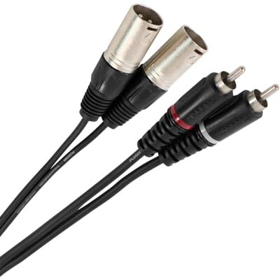 Plugger Câble Bretelle XLR Mâle 3b RCA Mâle 3m Easy Noir Plugger Câble Bretelle XLR Mâle 3b RCA Mâle 3m Easy Noir