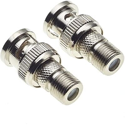 Keple Lot de 2 adaptateurs BNC vers prise de type F, plaqué nickel avec corps en zinc, connecteur pour scanner, caméra, antenne radio RF et applications vidéo, coupleur baril de vidéosurveillance Keple Lot de 2 adaptateurs BNC vers prise de type F, plaqué nickel avec corps en zinc, connecteur pour scanner, caméra, antenne radio RF et applications vidéo, coupleur baril de vidéosurveillance