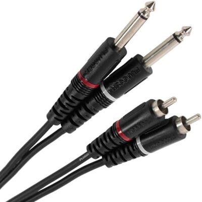 Plugger Câble Bretelle RCA mâle/Jack mâle mono 3 m Noir Plugger Câble Bretelle RCA mâle/Jack mâle mono 3 m Noir