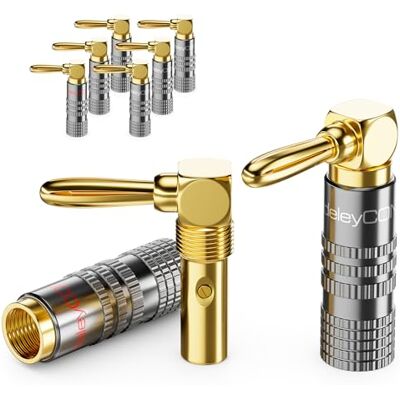 deleyCON 8 Pièce Fiche Banane Jeu 90° Coudé Plaqué or à Visser pour Câble Haut-Parleur 0,75 mm 4,5 mm & par Ex. HiFi Cinéma Maison Récepteur deleyCON 8 Pièce Fiche Banane Jeu 90° Coudé Plaqué or à Visser pour Câble Haut-Parleur 0,75 mm 4,5 mm & par Ex. HiFi Cinéma Maison Récepteur