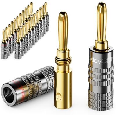 deleyCON 24 Pièce Fiche Banane Jeu Plaqué or à Visser pour Câble Haut-Parleur Câble Haut-Parleur 0,75 mm 4,5 mm & par Ex. HiFi Audio Home Cinéma Récepteur Gris deleyCON 24 Pièce Fiche Banane Jeu Plaqué or à Visser pour Câble Haut-Parleur Câble Haut-Parleur 0,75 mm 4,5 mm & par Ex. HiFi Audio Home Cinéma Récepteur Gris