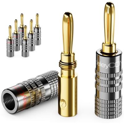deleyCON 8 Pièce Fiche Banane Jeu Plaqué or à Visser pour Câble Haut-Parleur Câble Haut-Parleur 0,75 mm 4,5 mm & par Ex. HiFi Audio Home Cinéma Récepteur Gris deleyCON 8 Pièce Fiche Banane Jeu Plaqué or à Visser pour Câble Haut-Parleur Câble Haut-Parleur 0,75 mm 4,5 mm & par Ex. HiFi Audio Home Cinéma Récepteur Gris