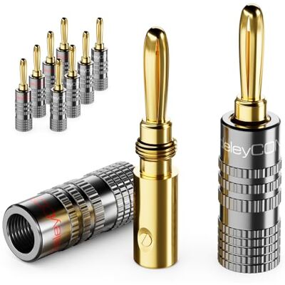 deleyCON 10 Pièce Fiche Banane Jeu Plaqué or à Visser pour Câble Haut-Parleur Câble Haut-Parleur 0,75 mm 4,5 mm & par Ex. HiFi Audio Home Cinéma Récepteur Gris deleyCON 10 Pièce Fiche Banane Jeu Plaqué or à Visser pour Câble Haut-Parleur Câble Haut-Parleur 0,75 mm 4,5 mm & par Ex. HiFi Audio Home Cinéma Récepteur Gris