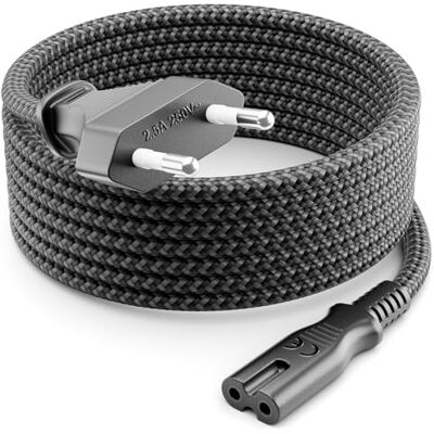 deleyCON 5m Câble Secteur Cordon D’alimentation Prise Européenne Type C vers C7 (Nylon Tressé) Eurocordon Fiche Plate 2,5 A pour Prise C8 TV, Barre de son, PS4, PS5, etc. Gris deleyCON 5m Câble Secteur Cordon D’alimentation Prise Européenne Type C vers C7 (Nylon Tressé) Eurocordon Fiche Plate 2,5 A pour Prise C8 TV, Barre de son, PS4, PS5, etc. Gris