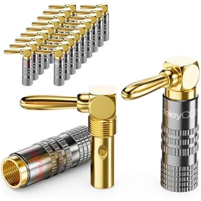 deleyCON 20 Pièce Fiche Banane Jeu 90° Coudé Plaqué or à Visser pour Câble Haut-Parleur 0,75 mm 4,5 mm & par Ex. HiFi Cinéma Maison Récepteur deleyCON 20 Pièce Fiche Banane Jeu 90° Coudé Plaqué or à Visser pour Câble Haut-Parleur 0,75 mm 4,5 mm & par Ex. HiFi Cinéma Maison Récepteur