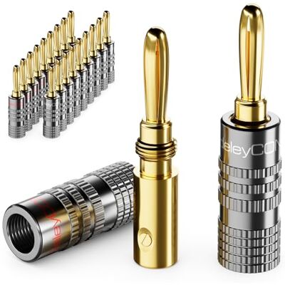 deleyCON 20 Pièce Fiche Banane Jeu Plaqué or à Visser pour Câble Haut-Parleur Câble Haut-Parleur 0,75 mm 4,5 mm & par Ex. HiFi Audio Home Cinéma Récepteur Gris deleyCON 20 Pièce Fiche Banane Jeu Plaqué or à Visser pour Câble Haut-Parleur Câble Haut-Parleur 0,75 mm 4,5 mm & par Ex. HiFi Audio Home Cinéma Récepteur Gris