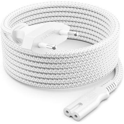 deleyCON 1,5m Câble Secteur Cordon D’alimentation Prise Européenne Type C vers C7 (Nylon Tressé) Eurocordon Fiche Plate 2,5 A pour Prise C8 TV, Barre de son, PS4, PS5, etc. Blanc deleyCON 1,5m Câble Secteur Cordon D’alimentation Prise Européenne Type C vers C7 (Nylon Tressé) Eurocordon Fiche Plate 2,5 A pour Prise C8 TV, Barre de son, PS4, PS5, etc. Blanc