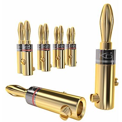 KabelDirekt – Fiches bananes – 5 paires Connecteurs pour câbles d’enceintes jusqu’à 6mm², pratiques pour raccorder les enceintes HiFi, amplis KabelDirekt – Fiches bananes – 5 paires Connecteurs pour câbles d’enceintes jusqu’à 6mm², pratiques pour raccorder les enceintes HiFi, amplis