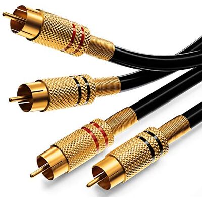 deleyCON 0,5m Câble Audio Hi‑Fi Stéréo RCA 2 Fiches vers 2 Fiches Connecteurs Entièrement Métalliques Plaqués or pour Amplificateur, Home Cinéma, Console de Jeux, équipements Audio deleyCON 0,5m Câble Audio Hi‑Fi Stéréo RCA 2 Fiches vers 2 Fiches Connecteurs Entièrement Métalliques Plaqués or pour Amplificateur, Home Cinéma, Console de Jeux, équipements Audio