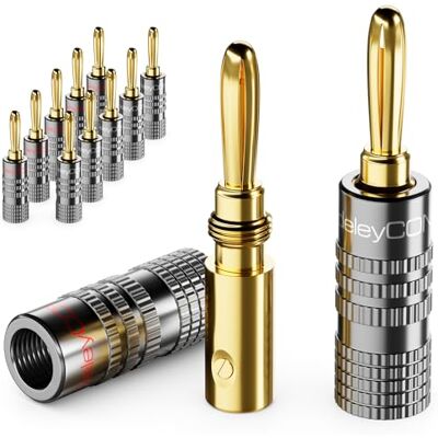 deleyCON 12 Pièce Fiche Banane Jeu Plaqué or à Visser pour Câble Haut-Parleur Câble Haut-Parleur 0,75 mm 4,5 mm & par Ex. HiFi Audio Home Cinéma Récepteur Gris deleyCON 12 Pièce Fiche Banane Jeu Plaqué or à Visser pour Câble Haut-Parleur Câble Haut-Parleur 0,75 mm 4,5 mm & par Ex. HiFi Audio Home Cinéma Récepteur Gris