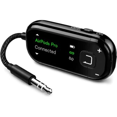 Avantree Voyager – adaptateur Bluetooth 5.4 Auracast avec écran OLED pour avion, puce Qualcomm & aptX Adaptive, émetteur audio sans fil pour casques, AirPods, voyage et vol Avantree Voyager – adaptateur Bluetooth 5.4 Auracast avec écran OLED pour avion, puce Qualcomm & aptX Adaptive, émetteur audio sans fil pour casques, AirPods, voyage et vol