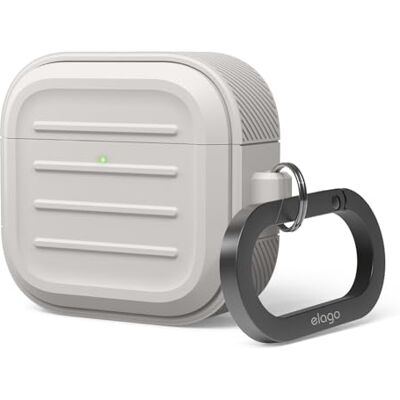 elago Coque Armor avec Mousqueton pour AirPods 4 Compatible avec la Charge sans Fil, Résistant aux Chocs, Protection Complète (Stone) elago Coque Armor avec Mousqueton pour AirPods 4 Compatible avec la Charge sans Fil, Résistant aux Chocs, Protection Complète (Stone)
