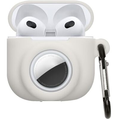 kwmobile Coque Compatible avec Apple Airpods 4 Coque pour Écouteurs sans Fil en Silicone avec Support pour AirTag et Mousqueton blanc kwmobile Coque Compatible avec Apple Airpods 4 Coque pour Écouteurs sans Fil en Silicone avec Support pour AirTag et Mousqueton blanc
