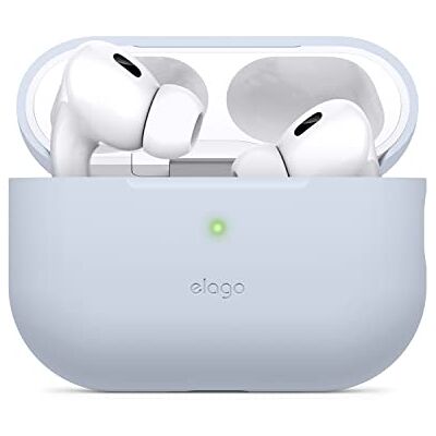 elago Coque en Silicone pour AirPods Pro 2 LED Avant Visible, Compatible avec la Charge sans Fil (Bleu Clair) elago Coque en Silicone pour AirPods Pro 2 LED Avant Visible, Compatible avec la Charge sans Fil (Bleu Clair)