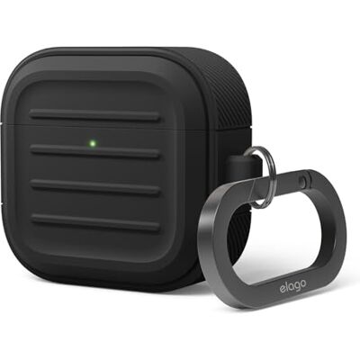 elago Coque Armor avec Mousqueton pour AirPods 4 Compatible avec la Charge sans Fil, Résistant aux Chocs, Protection Complète (Noir) elago Coque Armor avec Mousqueton pour AirPods 4 Compatible avec la Charge sans Fil, Résistant aux Chocs, Protection Complète (Noir)