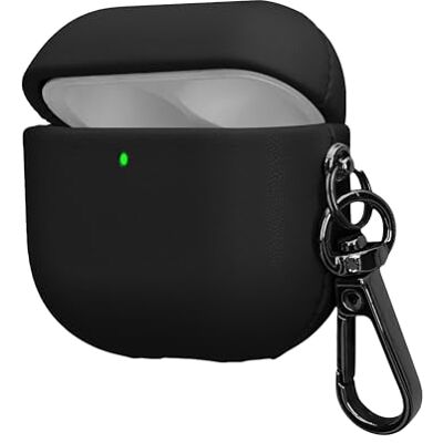 kwmobile Étui en cuir synthétique pour Apple Airpods 5 / Airpods 4 – Coque fine avec mousqueton – Pochette pour écouteurs – Housse en noir kwmobile Étui en cuir synthétique pour Apple Airpods 5 / Airpods 4 – Coque fine avec mousqueton – Pochette pour écouteurs – Housse en noir