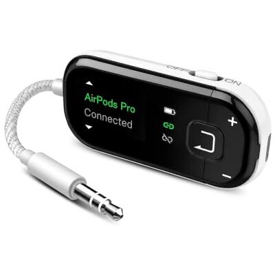 Avantree Voyager – adaptateur Bluetooth 5.4 Auracast avec écran OLED pour avion, puce Qualcomm & aptX Adaptive, émetteur audio sans fil pour casques, AirPods, voyage et vol Avantree Voyager – adaptateur Bluetooth 5.4 Auracast avec écran OLED pour avion, puce Qualcomm & aptX Adaptive, émetteur audio sans fil pour casques, AirPods, voyage et vol