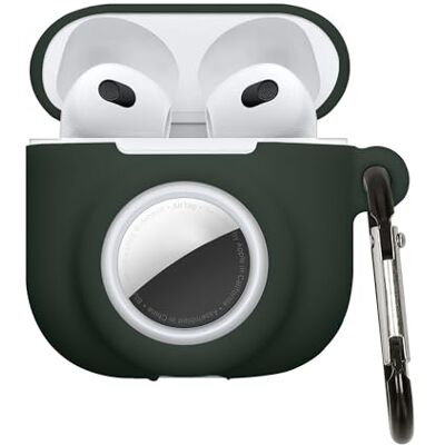 kwmobile Coque Compatible avec Apple Airpods 4 Coque Coque pour Écouteurs sans Fil en Silicone avec Support pour AirTag et Mousqueton vert foncé kwmobile Coque Compatible avec Apple Airpods 4 Coque Coque pour Écouteurs sans Fil en Silicone avec Support pour AirTag et Mousqueton vert foncé