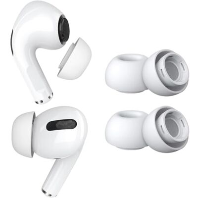 MMOBIEL 2 Paires Embouts de Rechange pour AirPods Pro Gen 1 & 2 par Embouts Auriculaires Silicones avec Trou Réduction Bruit, Boîte Rangement Portable et Adaptable à le Boîtier Chargeur L – Blanc MMOBIEL 2 Paires Embouts de Rechange pour AirPods Pro Gen 1 & 2 par Embouts Auriculaires Silicones avec Trou Réduction Bruit, Boîte Rangement Portable et Adaptable à le Boîtier Chargeur L – Blanc