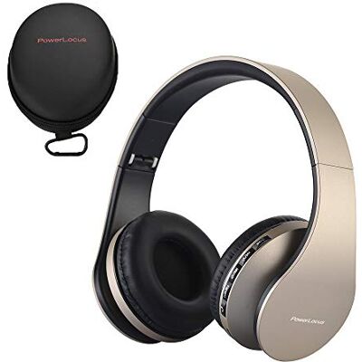 PowerLocus Écouteurs Bluetooth sans fil pliable avec microphone, fente micro SD, radio FM, pour smartphone, tablette, ordinateur portable, TV (fil) PowerLocus Écouteurs Bluetooth sans fil pliable avec microphone, fente micro SD, radio FM, pour smartphone, tablette, ordinateur portable, TV (fil)