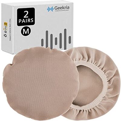 GEEKRIA Lot de 2 paires de housses lavables en tissu flexible pour casque de 11 à 16 cm (marron clair) GEEKRIA Lot de 2 paires de housses lavables en tissu flexible pour casque de 11 à 16 cm (marron clair)