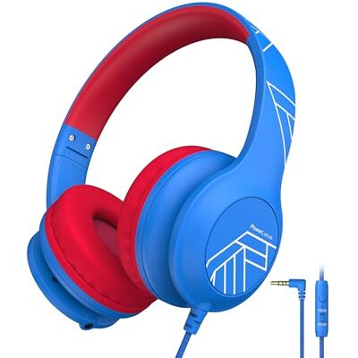 PowerLocus Casque filaire pour enfants avec microphone, limite de volume sûre de 85/94 dB, au-dessus de l'oreille, prise jack 3,5 mm, fonction de partage de musique, casque pliable pour enfants, pour PowerLocus Casque filaire pour enfants avec microphone, limite de volume sûre de 85/94 dB, au-dessus de l'oreille, prise jack 3,5 mm, fonction de partage de musique, casque pliable pour enfants, pour