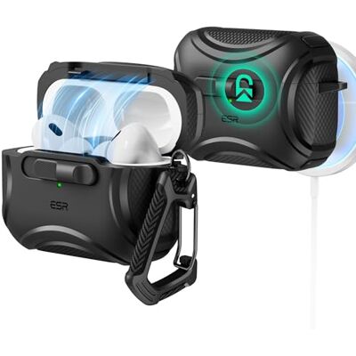 ESR Coque pour AirPods Pro 2 (2023/2022/2019, 2e/1ère génération), compatible avec AirPods Pro 2e génération (câble USB-C/Lightning), MagSafe sans effort, verrouillage anti-chute, ouverture facile ESR Coque pour AirPods Pro 2 (2023/2022/2019, 2e/1ère génération), compatible avec AirPods Pro 2e génération (câble USB-C/Lightning), MagSafe sans effort, verrouillage anti-chute, ouverture facile