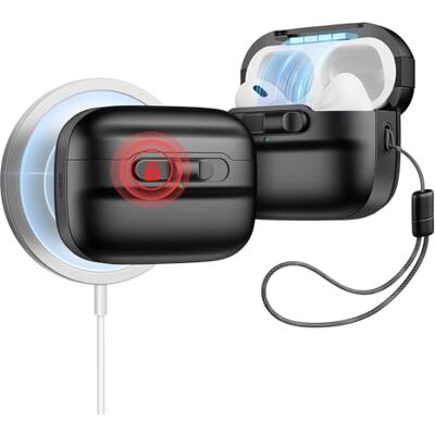 ESR Étui pour AirPods Pro 2ème/1e génération (2023/2022/2019) avec HaloLock, MagSafe Ready, verrouillage magnétique du couvercle (câble USB-C/Lightning), protection contre les chutes avec lanière, ESR Étui pour AirPods Pro 2ème/1e génération (2023/2022/2019) avec HaloLock, MagSafe Ready, verrouillage magnétique du couvercle (câble USB-C/Lightning), protection contre les chutes avec lanière,