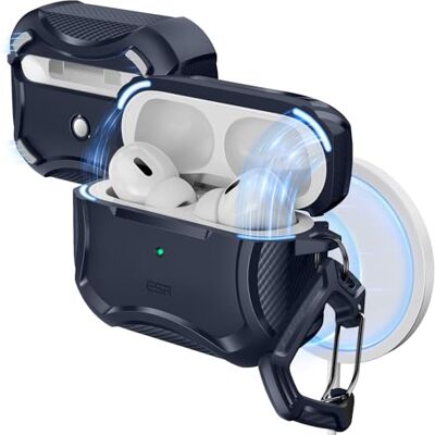 ESR Coque pour AirPods Pro 2, chargement sans fil MagSafe, compatible avec AirPods Pro 2e génération 2022/1ère génération 2019, couvercle magnétique, HaloLock Cyber Armor Coque robuste pour AirPod ESR Coque pour AirPods Pro 2, chargement sans fil MagSafe, compatible avec AirPods Pro 2e génération 2022/1ère génération 2019, couvercle magnétique, HaloLock Cyber Armor Coque robuste pour AirPod