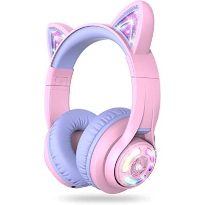iClever Casque Bluetooth pour enfant, réglable 74/85/94 dB, 50 heures d'autonomie, Bluetooth 5.2, casque pour enfants avec microphone pour école, tablette, téléphone portable, PC iClever Casque Bluetooth pour enfant, réglable 74/85/94 dB, 50 heures d'autonomie, Bluetooth 5.2, casque pour enfants avec microphone pour école, tablette, téléphone portable, PC